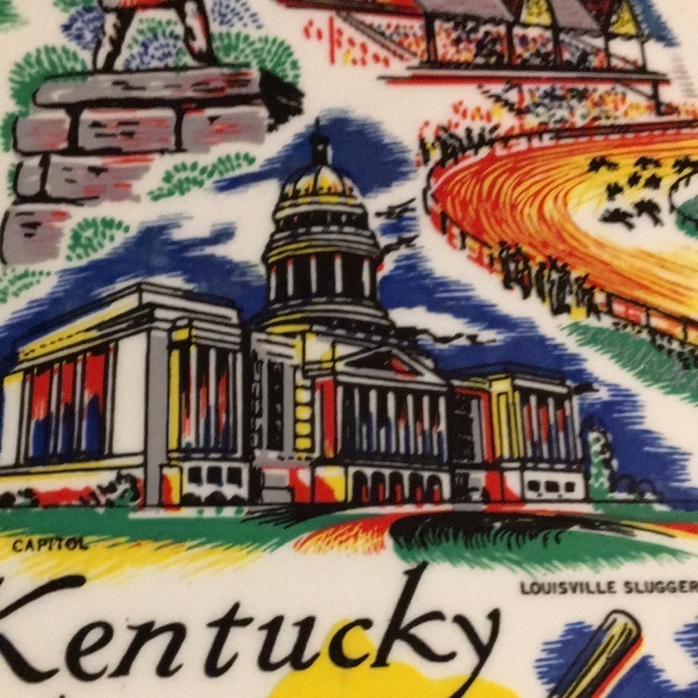 Kentucky Kitsch Tourist Souvenir Ceramic Collectible Plate Vintage 1960s - Picture 9 of 17